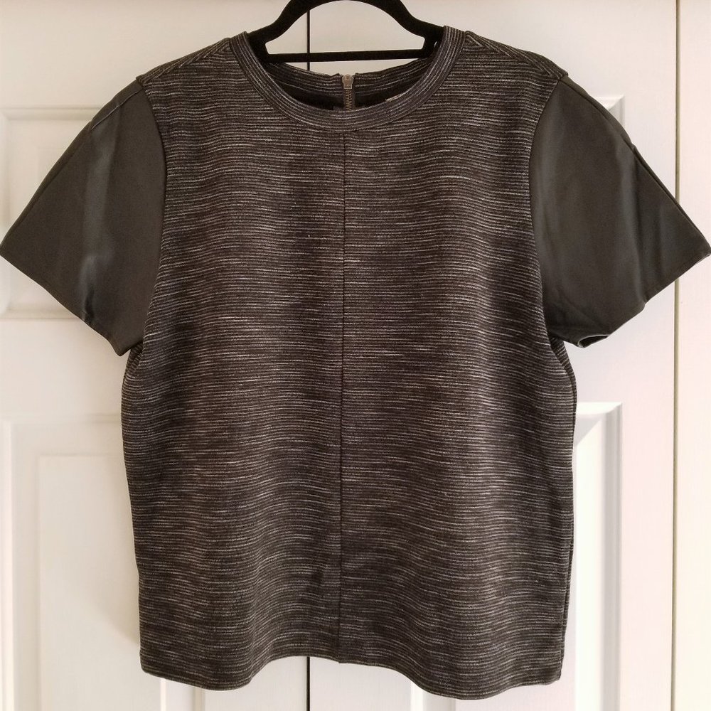 LOFT Top with Faux Leather Sleeves